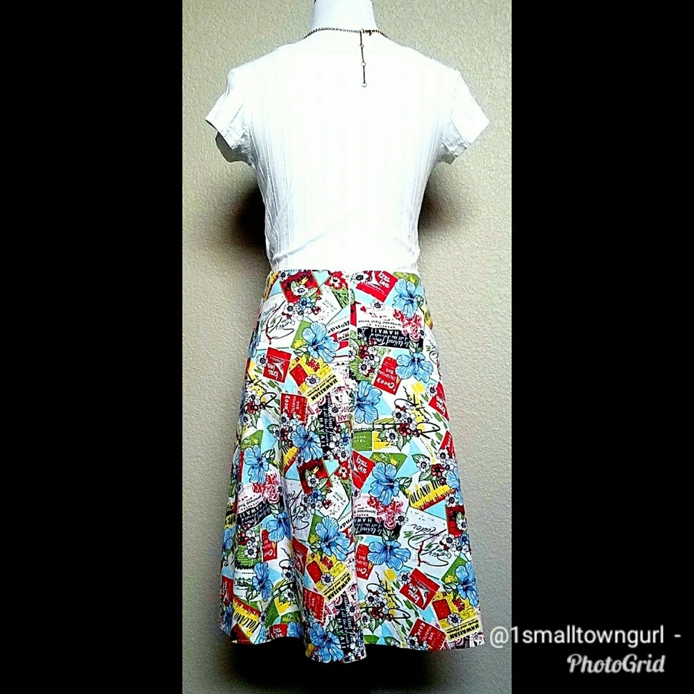 VTG Zinc Hawaiian Graphic Print Fit & Flare 10/11 - Picture 7 of 8